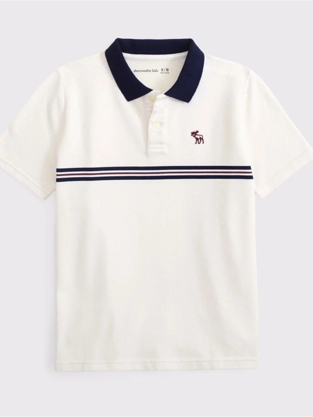 Wabercrombie kids White Polo with Navy Collar and Stripes
